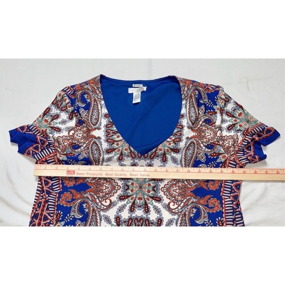 London Times Blue and Orange Patterned Midi Dress - Picture 5 of 7